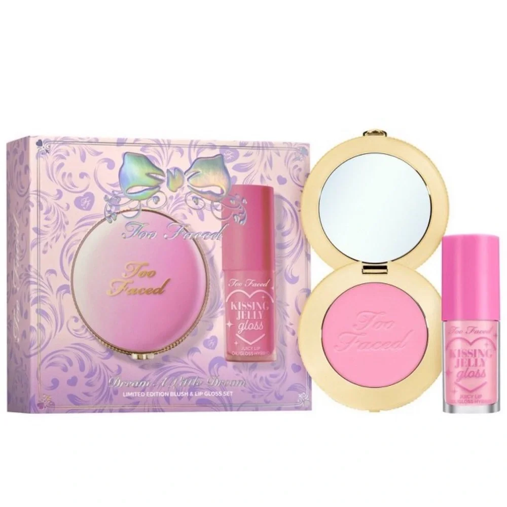 Too Faced dream a little dream blush and lip gloss set NEW